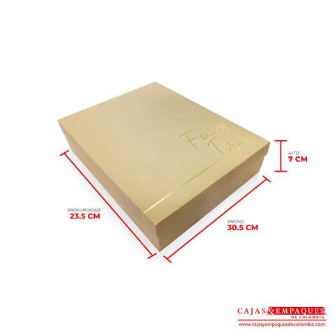 Caja ecológica tapa y base 30.5x23.5x7 cm café feliz día Cajas y Empaques de Colombia