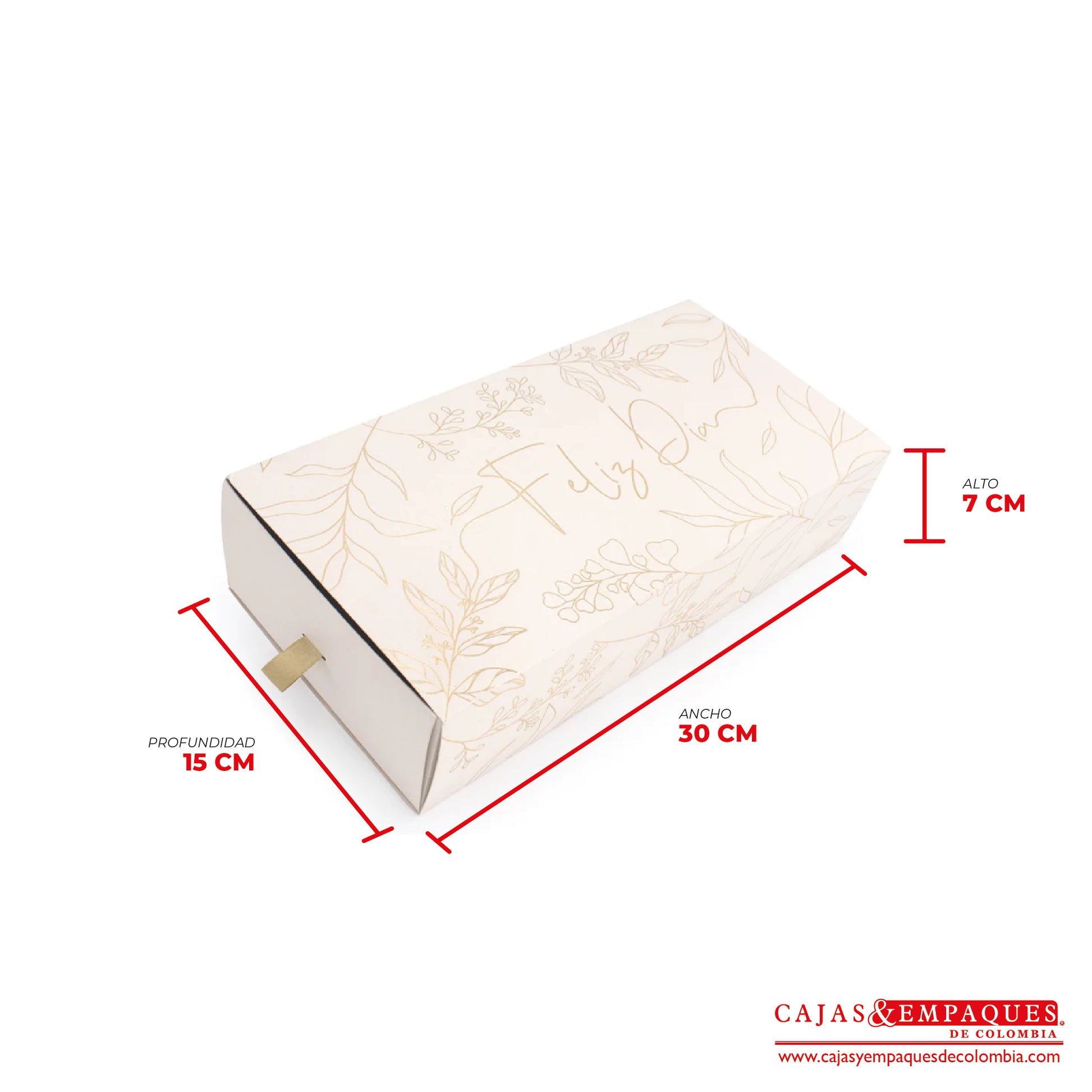 Caja ecológica base y funda 30x15x7 cm crema feliz día Cajas y Empaques de Colombia