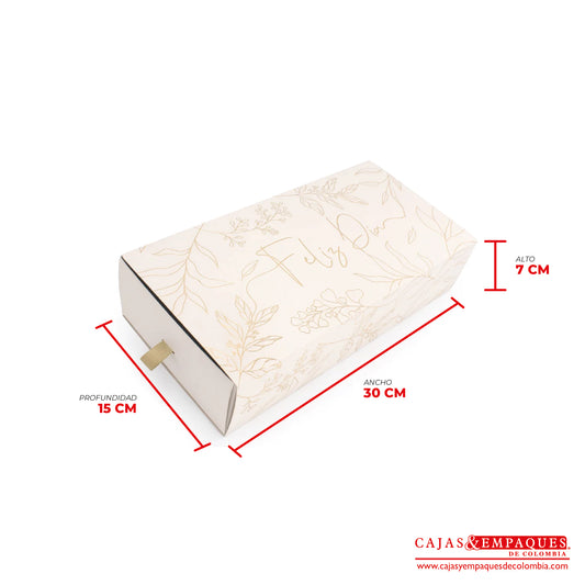 Caja ecológica base y funda 30x15x7 cm crema feliz día Cajas y Empaques de Colombia