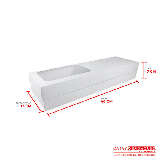 Caja ecológica tapa y base con ventana 40x12x7 cm blanco Cajas y Empaques de Colombia