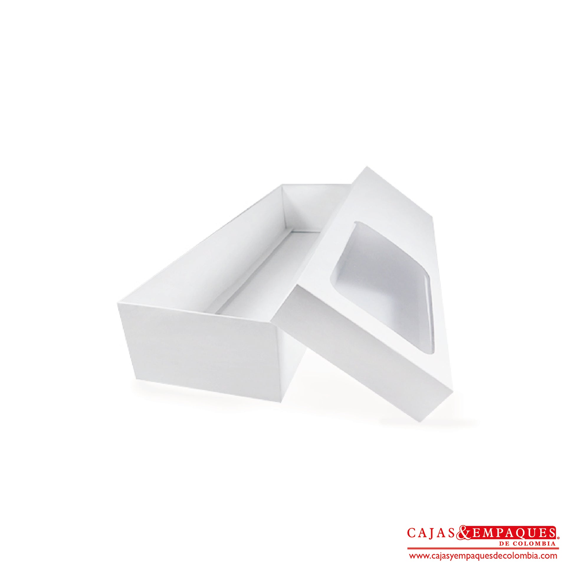Caja ecológica tapa y base con ventana 40x12x7 cm blanco Cajas y Empaques de Colombia