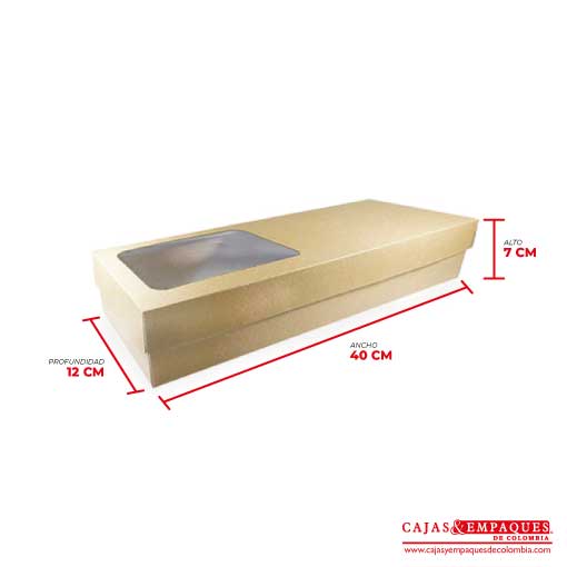 Caja ecológica tapa y base con ventana 40x12x7 cm café Cajas y Empaques de Colombia