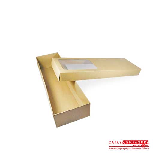 Caja ecológica tapa y base con ventana 40x12x7 cm café Cajas y Empaques de Colombia