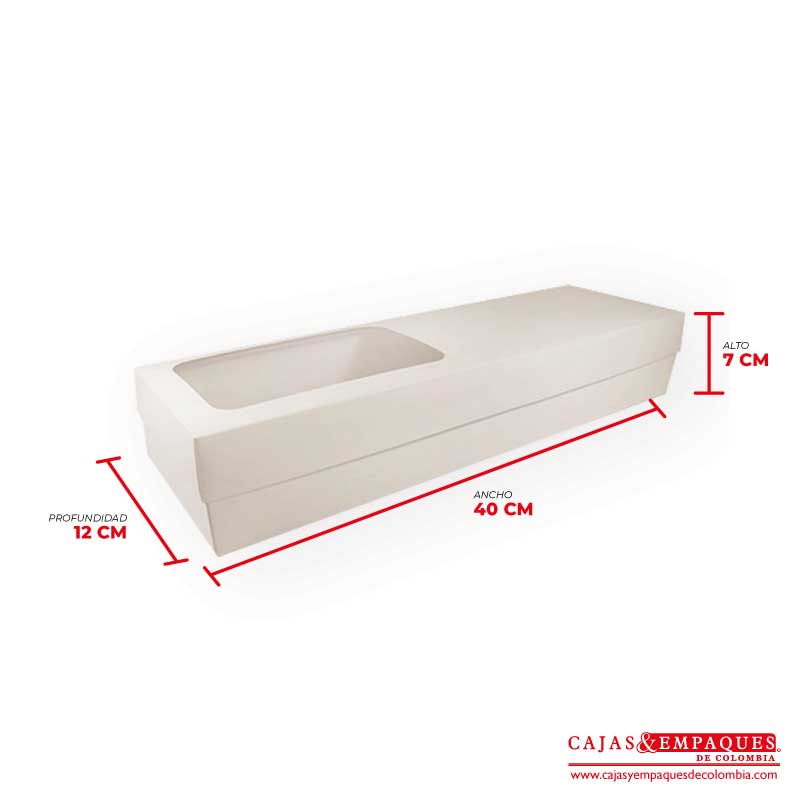 Caja ecológica tapa y base con ventana 40x12x7 cm crema Cajas y Empaques de Colombia