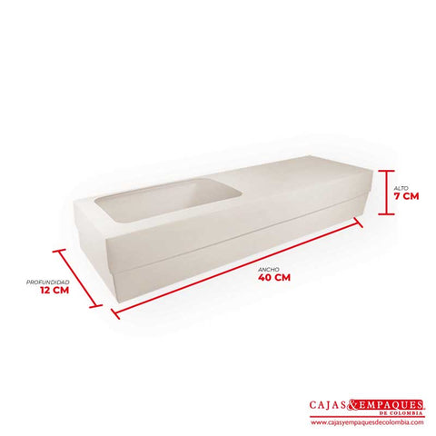 Caja ecológica tapa y base con ventana 40x12x7 cm crema Cajas y Empaques de Colombia