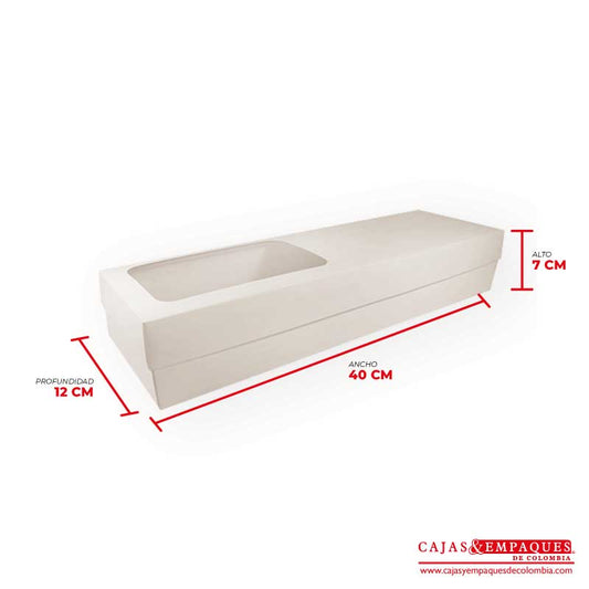 Caja ecológica tapa y base con ventana 40x12x7 cm crema Cajas y Empaques de Colombia
