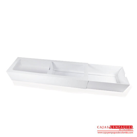 Caja ecológica base y funda con ventana 40x12x7 cm blanco Cajas y Empaques de Colombia