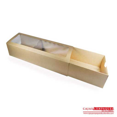 Caja ecológica base y funda con ventana 40x12x7 cm café Cajas y Empaques de Colombia