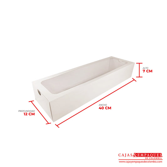 Caja ecológica base y funda con ventana 40x12x7 cm crema Cajas y Empaques de Colombia