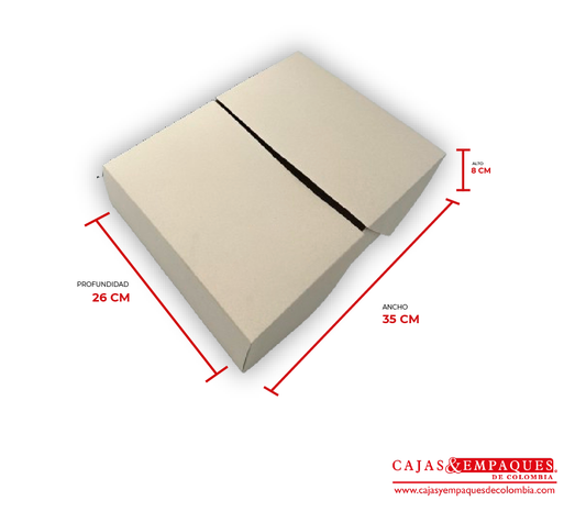 Caja ecológica funda tipo mesa desayuno 35x26x8 cm crema Cajas y Empaques de Colombia