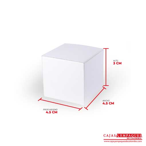 Caja ecológica tipo cubo 4.5x4.5x3 cm blanco Cajas y Empaques de Colombia