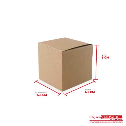 Caja ecológica tipo cubo 4.5x4.5x3 cm café Cajas y Empaques de Colombia