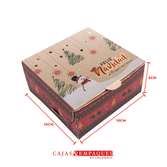 Caja ecológica plegadiza 10x10x5cm navidad con estampado Cajas y Empaques de Colombia