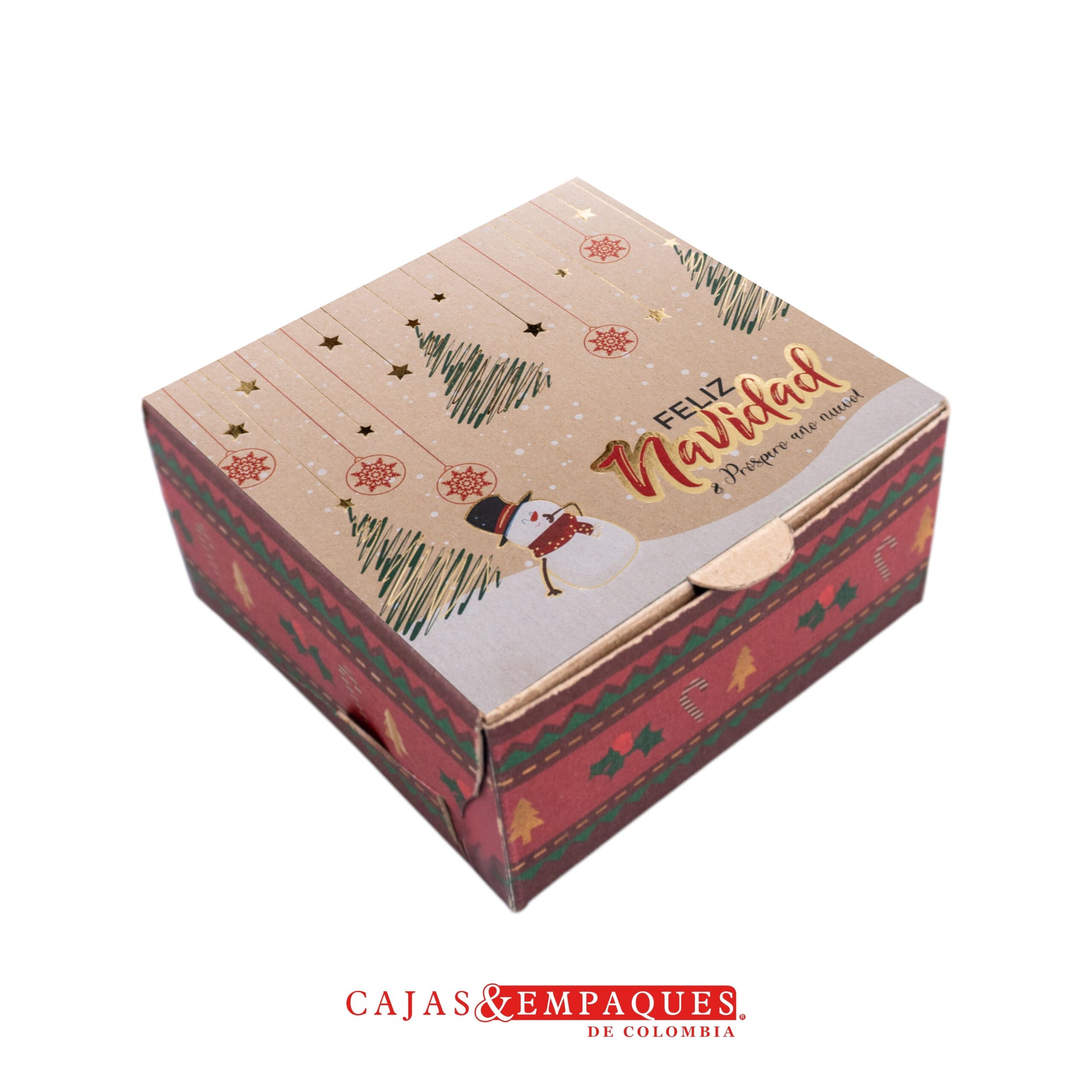 Caja ecológica plegadiza 10x10x5cm navidad con estampado Cajas y Empaques de Colombia