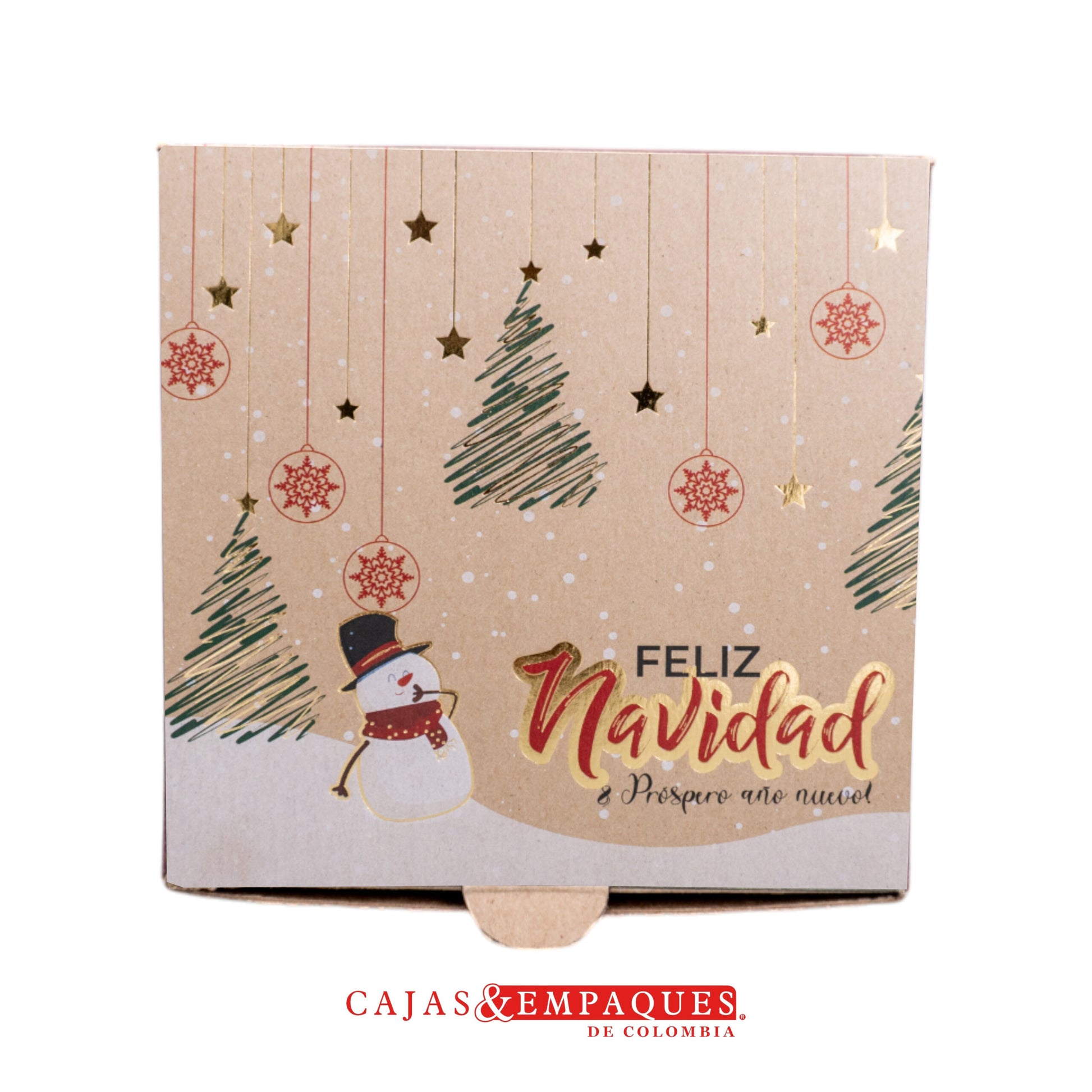 Caja ecológica plegadiza 10x10x5cm navidad con estampado Cajas y Empaques de Colombia