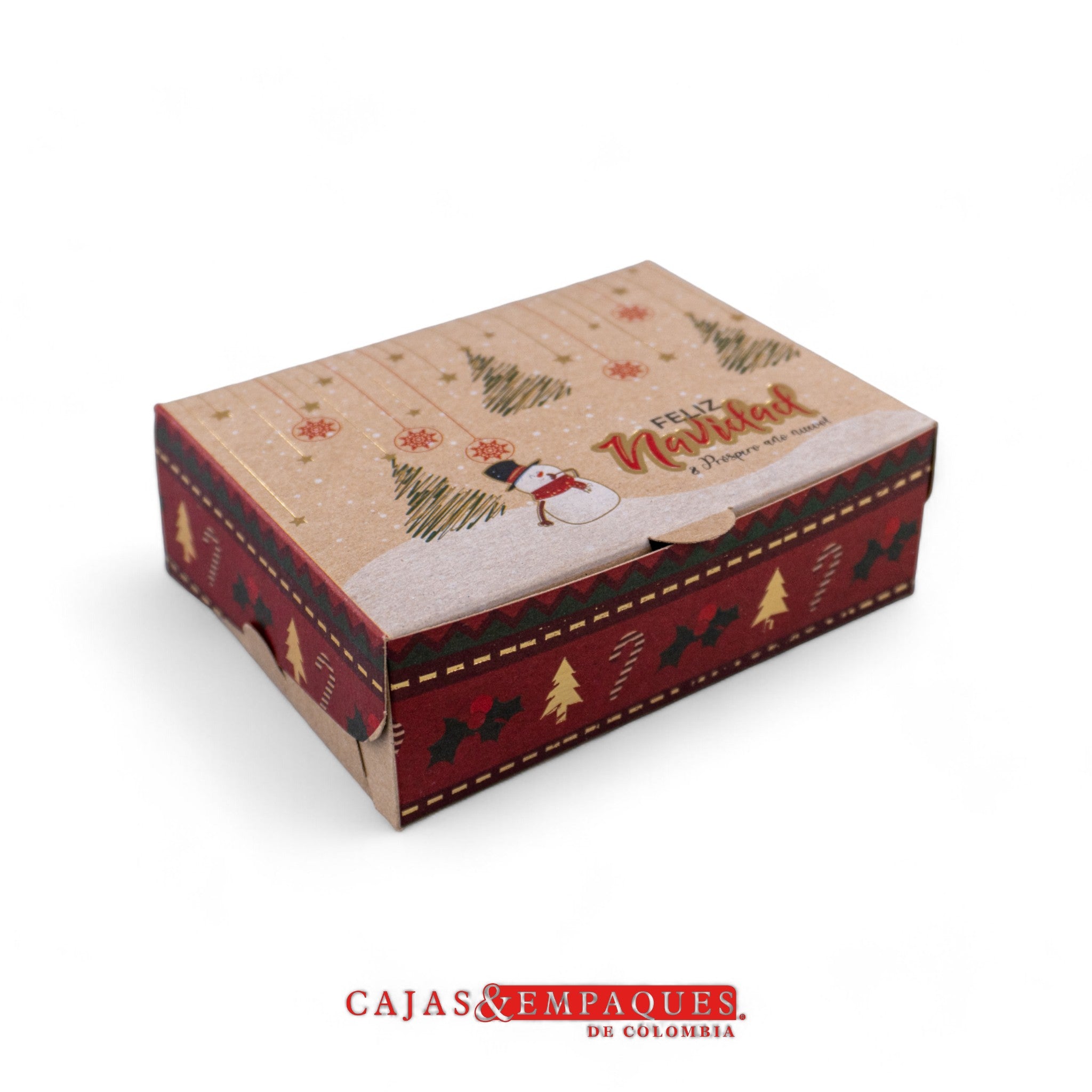 Caja ecológica plegadiza 19x16x7cm navidad con estampado Cajas y Empaques de Colombia