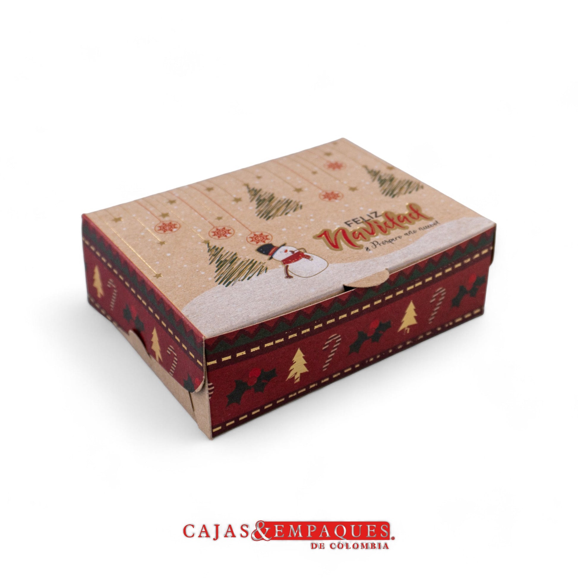 Caja ecológica plegadiza 15x11x5cm navidad con estampado Cajas y Empaques de Colombia