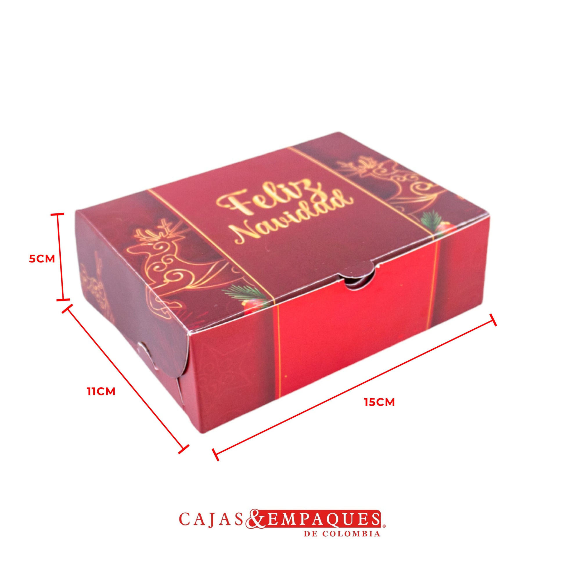 Caja ecológica plegadiza 15x11x5 cm roja navidad Cajas y Empaques de Colombia