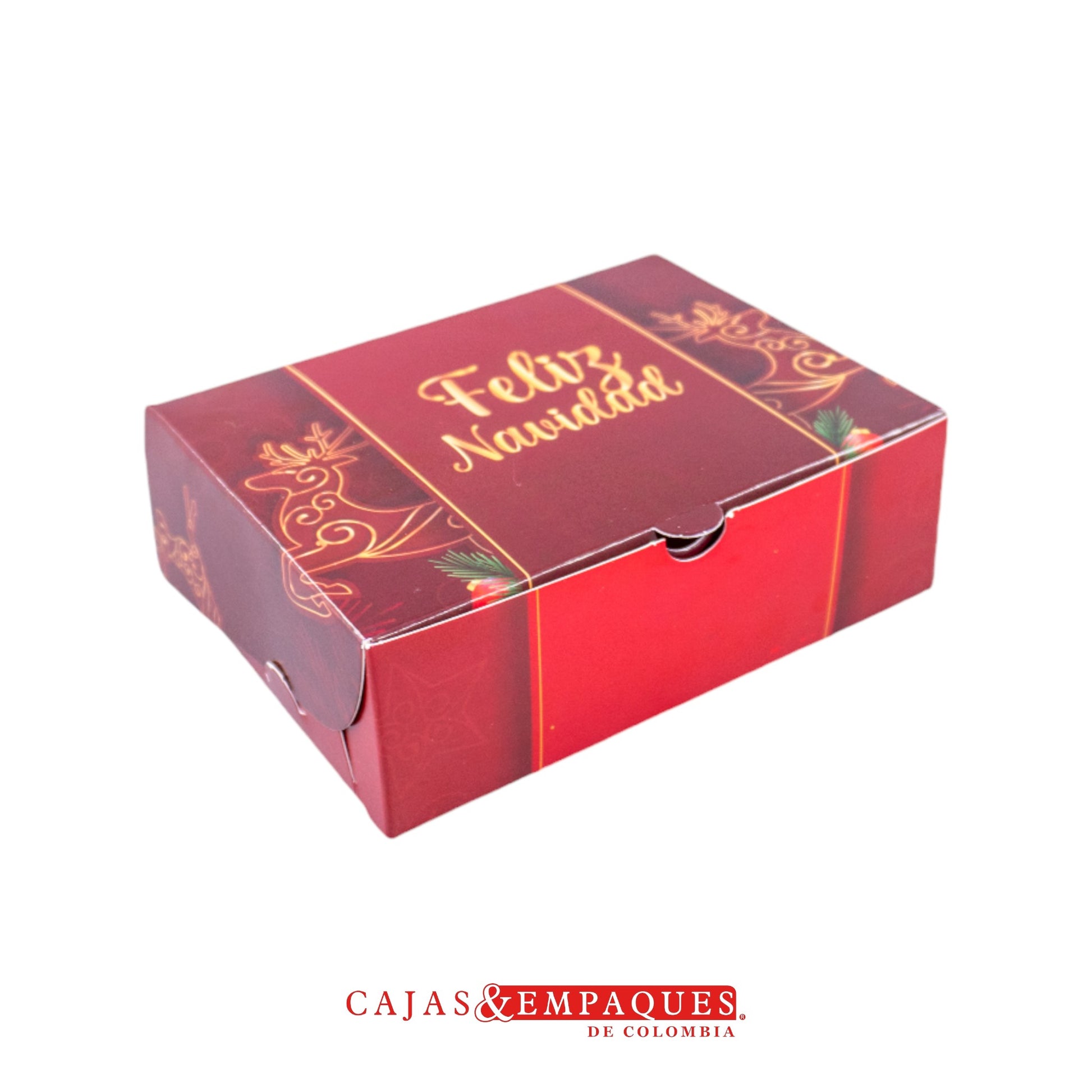 Caja ecológica plegadiza 15x11x5 cm roja navidad Cajas y Empaques de Colombia