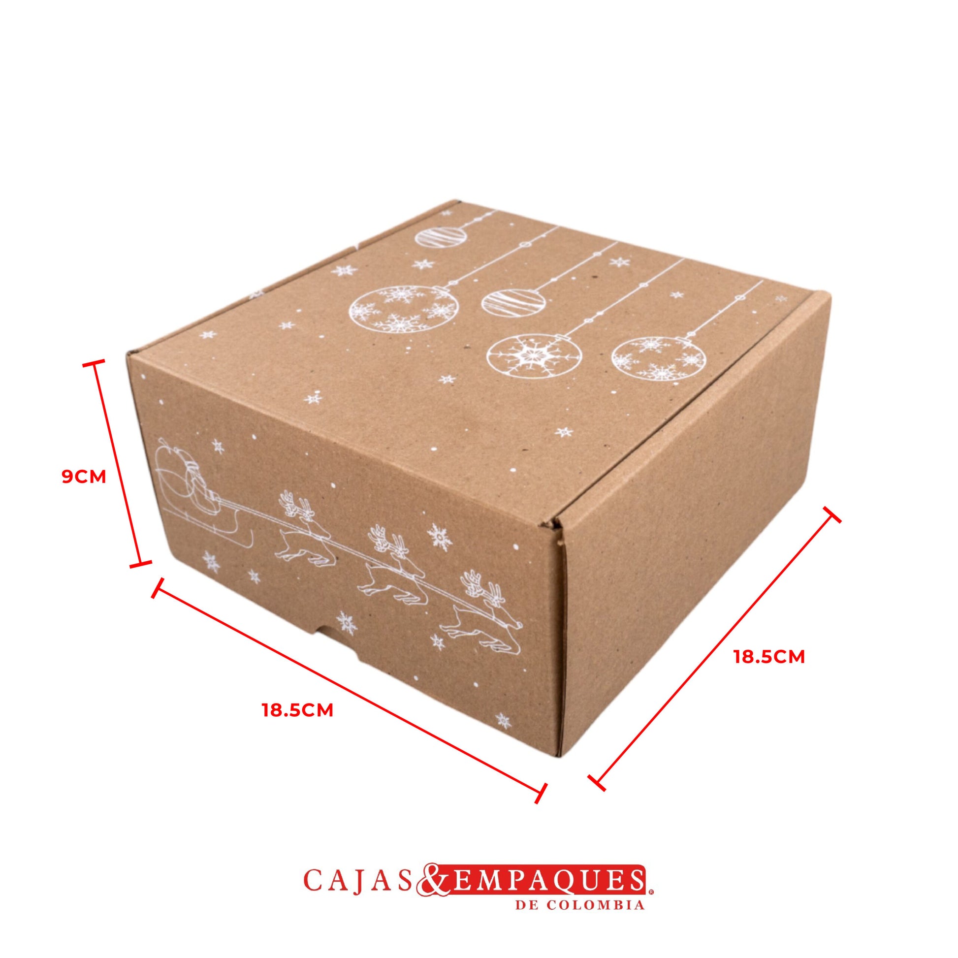 Caja ecológica plegadiza 18.5x18.5x9cm navidad bolitas Cajas y Empaques de Colombia