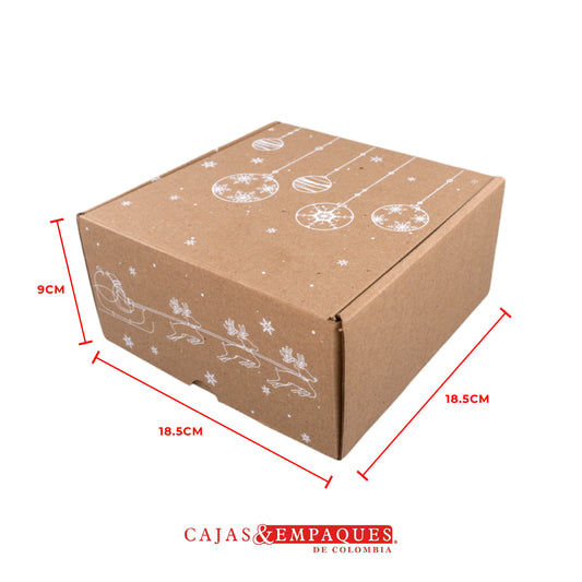 Caja ecológica plegadiza 18.5x18.5x9cm navidad bolitas Cajas y Empaques de Colombia