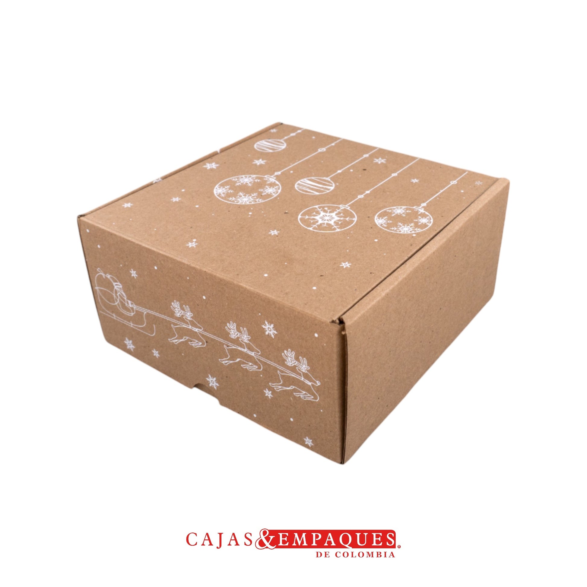 Caja ecológica plegadiza 18.5x18.5x9cm navidad bolitas Cajas y Empaques de Colombia