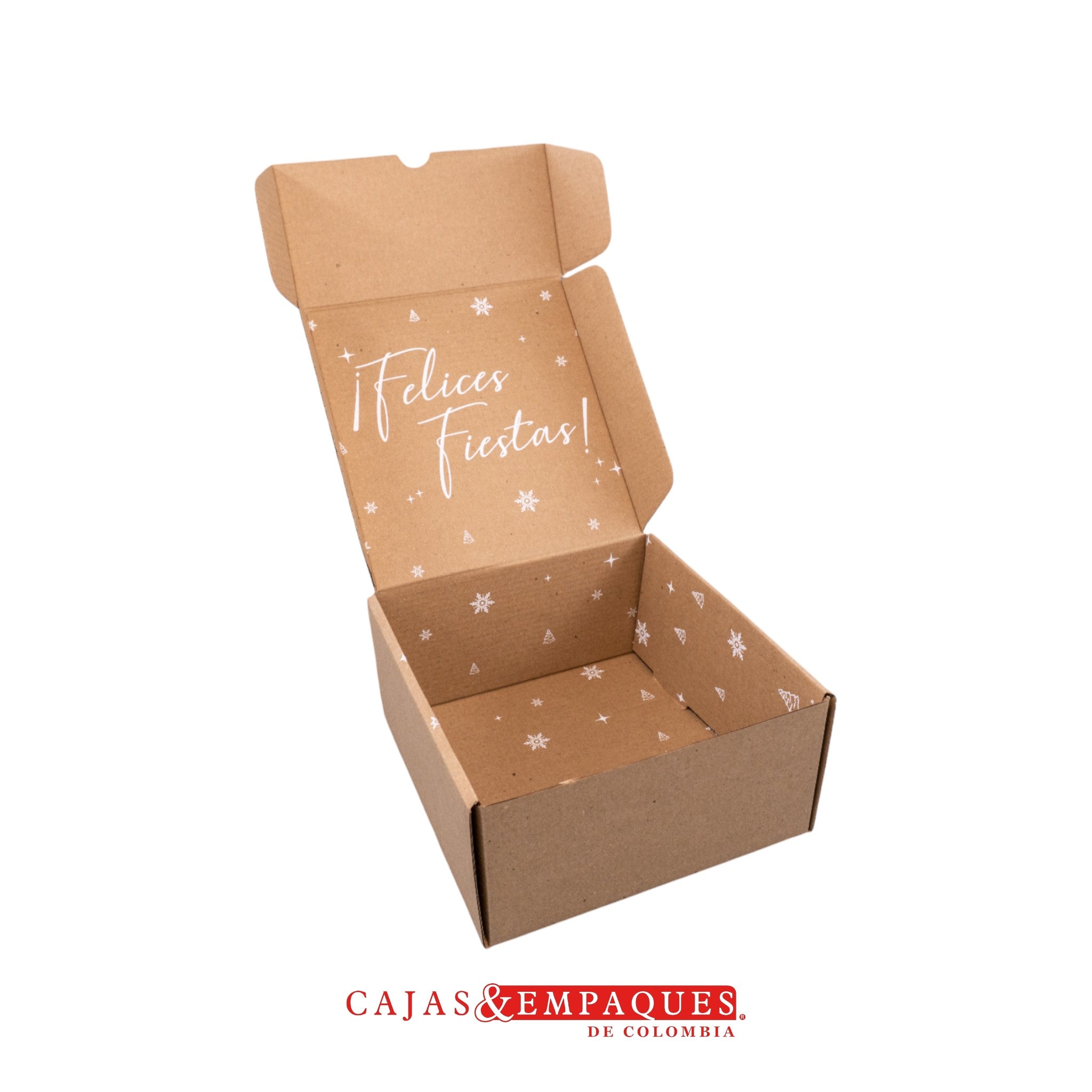 Caja ecológica plegadiza 18.5x18.5x9cm navidad copo Cajas y Empaques de Colombia