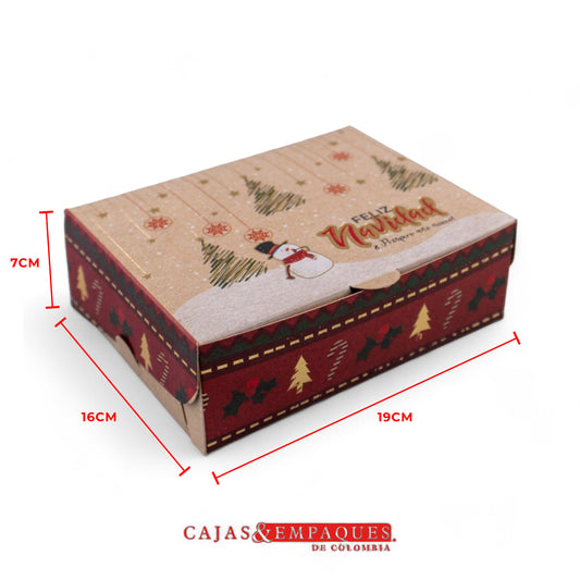 Caja ecológica plegadiza 19x16x7cm navidad con estampado Cajas y Empaques de Colombia