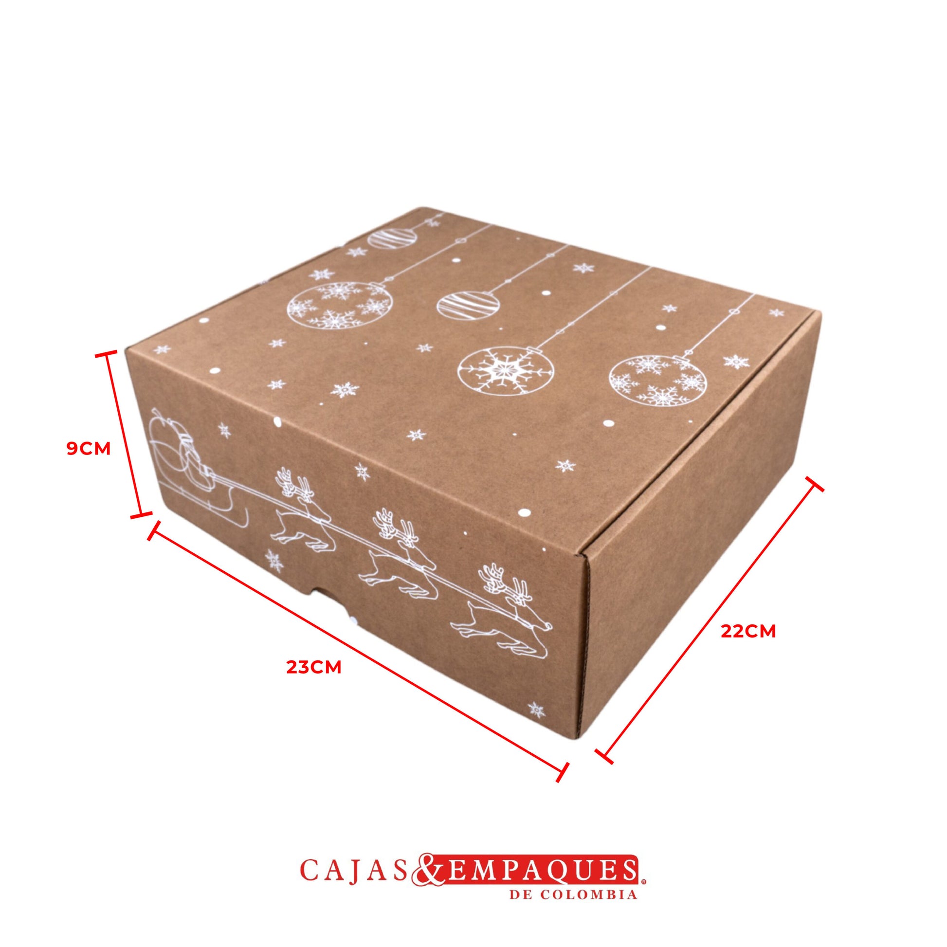 Caja ecológica plegadiza 22x23x9cm navidad bolitas Cajas y Empaques de Colombia