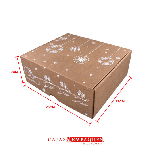 Caja ecológica plegadiza 22x23x9cm navidad bolitas Cajas y Empaques de Colombia