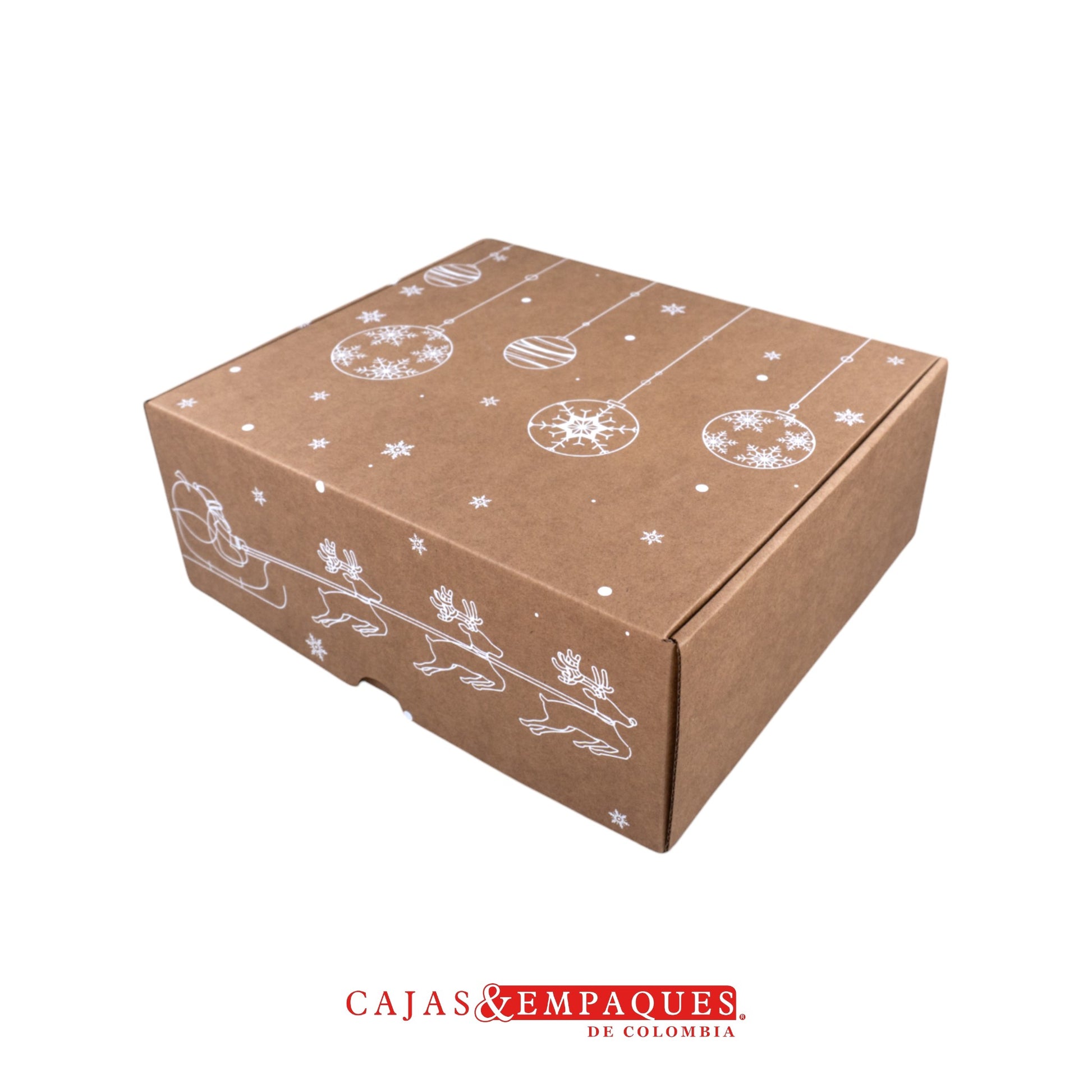 Caja ecológica plegadiza 22x23x9cm navidad bolitas Cajas y Empaques de Colombia