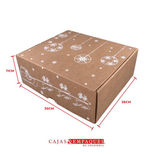 Caja ecológica plegadiza 30x26x11cm navidad bolitas Cajas y Empaques de Colombia