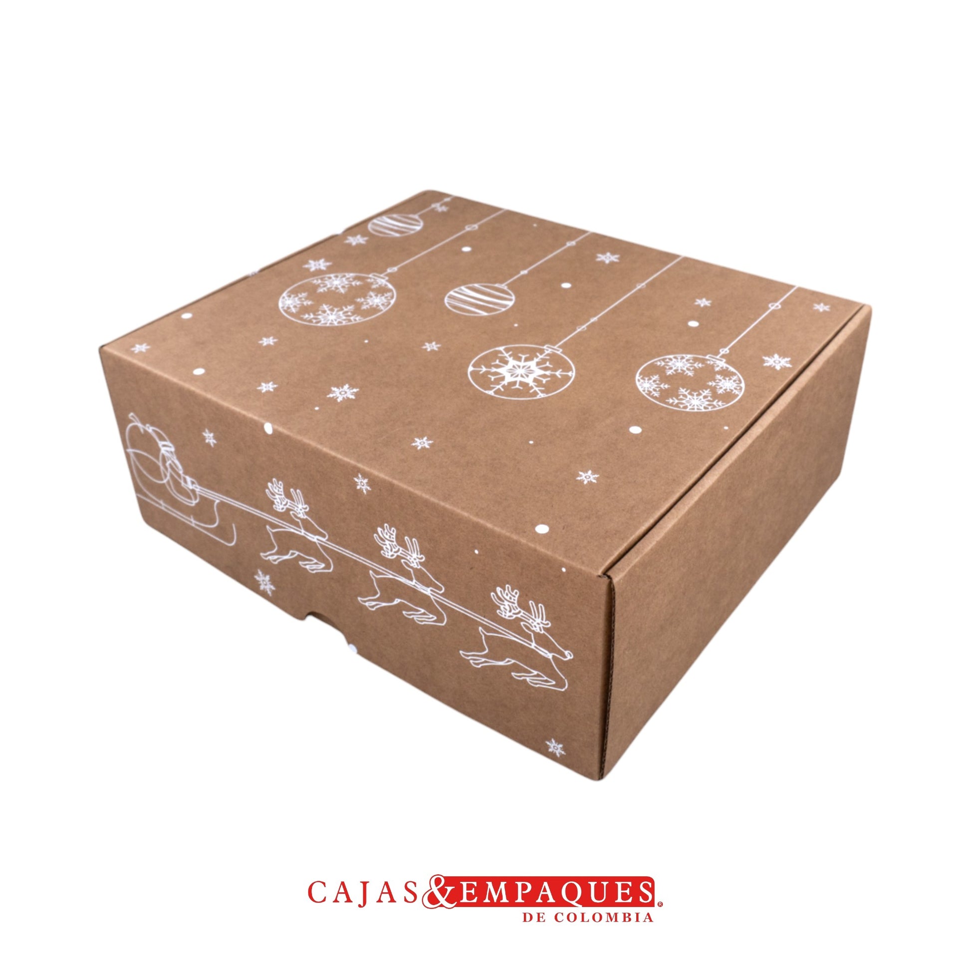 Caja ecológica plegadiza 30x26x11cm navidad bolitas Cajas y Empaques de Colombia
