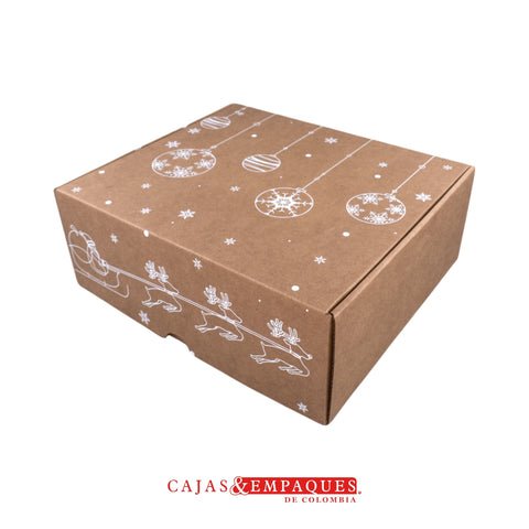 Caja ecológica plegadiza 30x26x11cm navidad bolitas Cajas y Empaques de Colombia