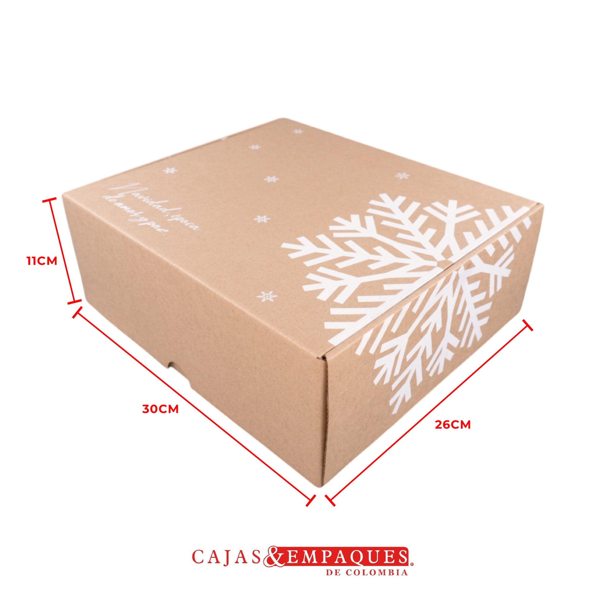 Caja ecológica plegadiza 30x26x11cm navidad copo Cajas y Empaques de Colombia