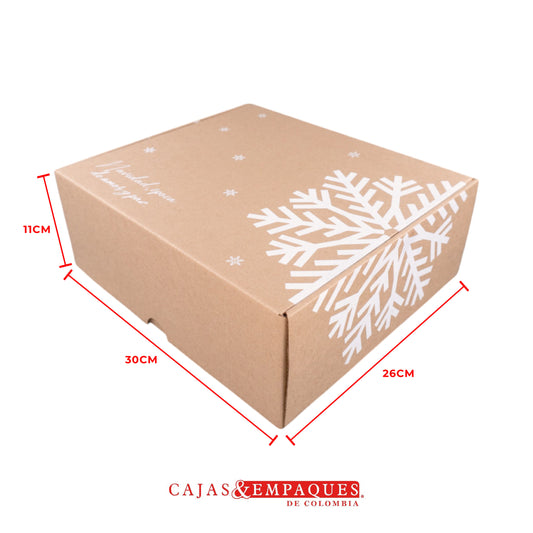 Caja ecológica plegadiza 30x26x11cm navidad copo Cajas y Empaques de Colombia