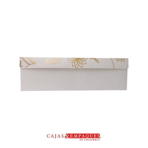 Caja ecológica tapa y base 30x23x9 cm crema navidad dorado Cajas y Empaques de Colombia