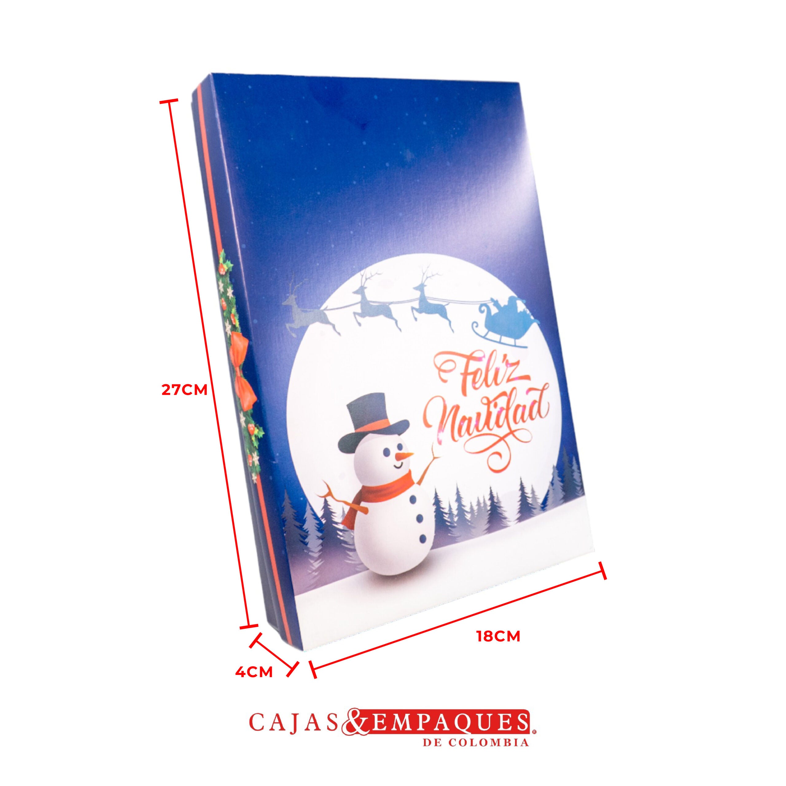 Caja ecológica tapa y base 27x18x4 cm navidad Cajas y Empaques de Colombia