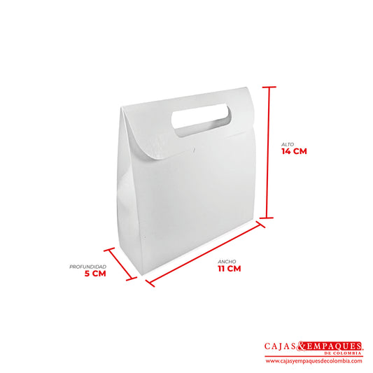 Caja ecológica tipo cartera 11x5x14 cm blanco Cajas y Empaques de Colombia