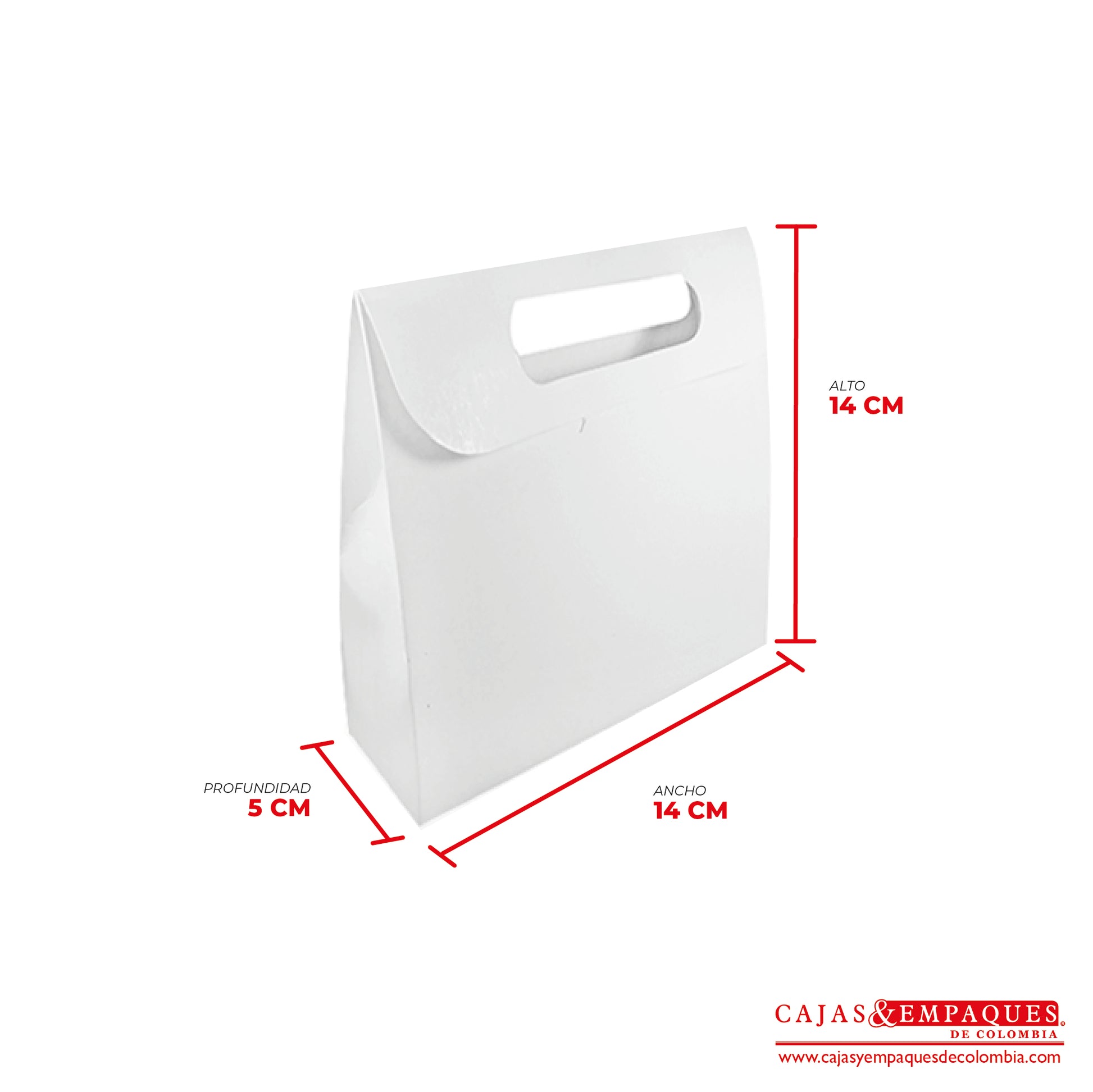 Caja ecológica tipo cartera 14x5x14 cm blanco Cajas y Empaques de Colombia