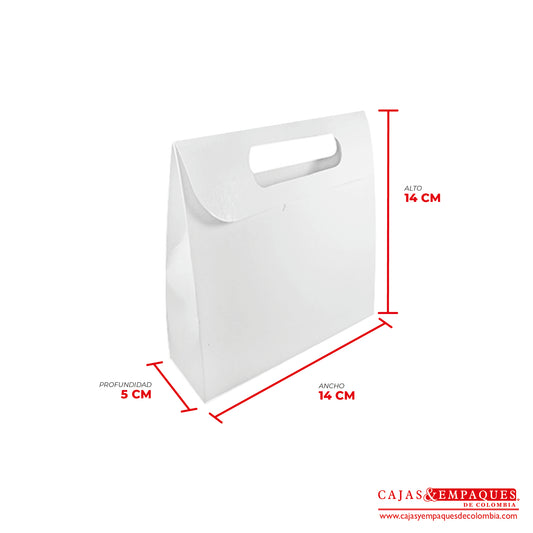 Caja ecológica tipo cartera 14x5x14 cm blanco Cajas y Empaques de Colombia