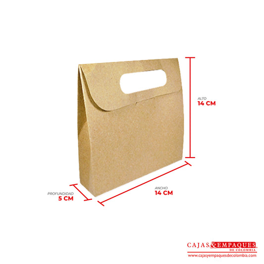 Caja ecológica tipo cartera 14x5x14 cm café Cajas y Empaques de Colombia