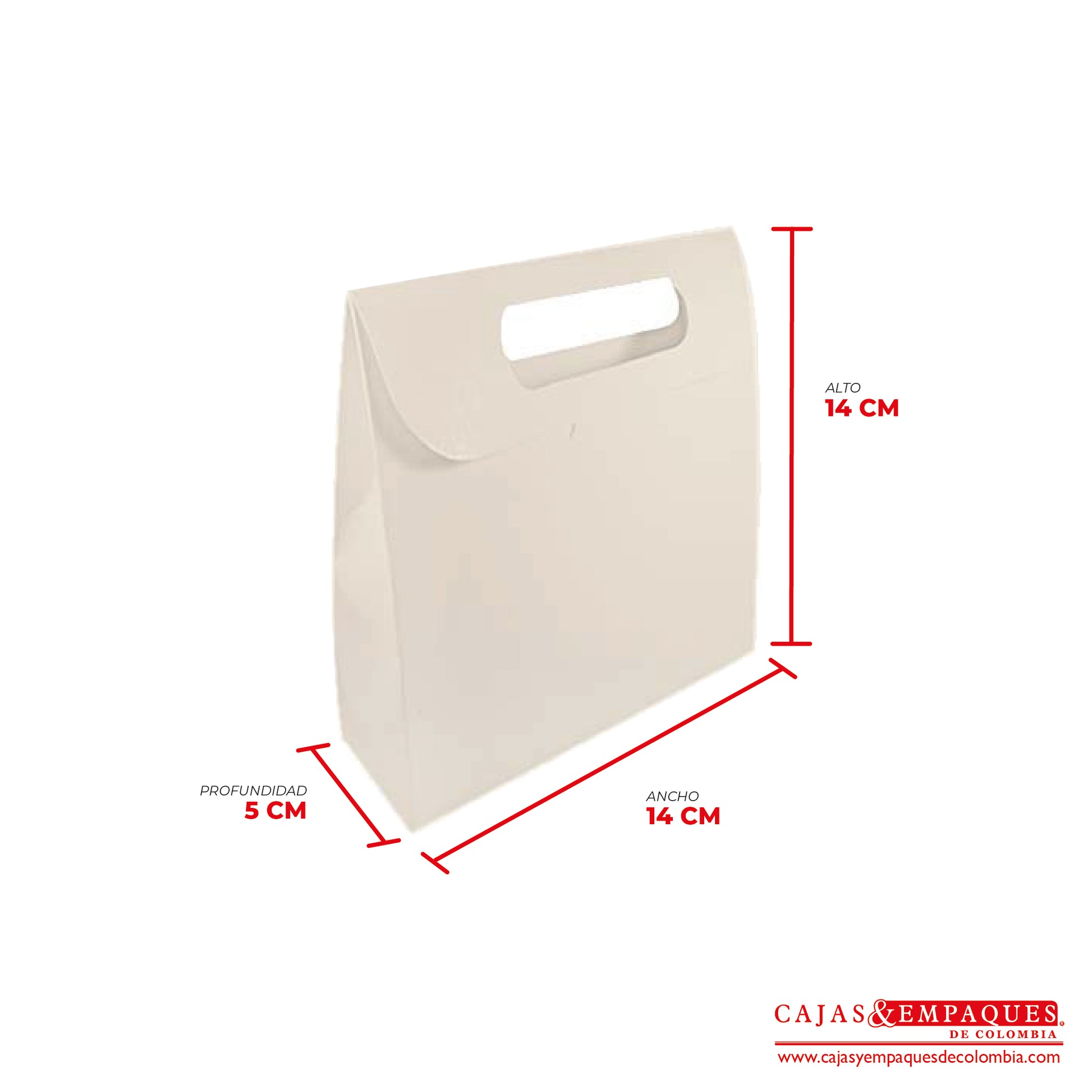 Caja ecológica tipo cartera 14x5x14 cm crema Cajas y Empaques de Colombia