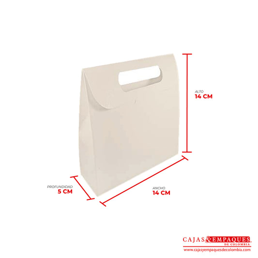 Caja ecológica tipo cartera 14x5x14 cm crema Cajas y Empaques de Colombia