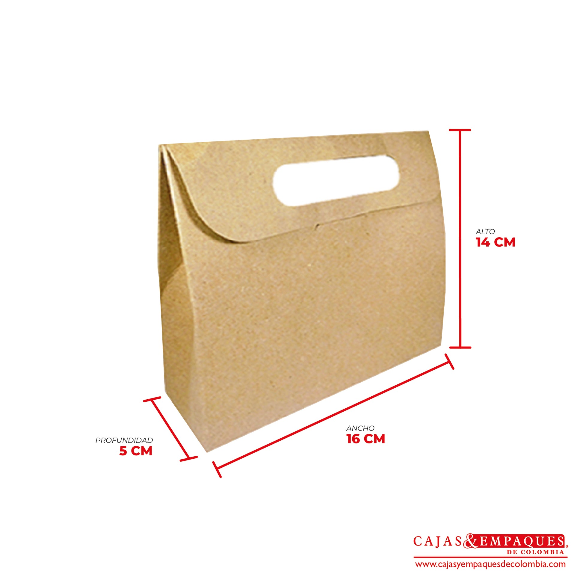 Caja ecológica tipo cartera 16x5x14 cm café Cajas y Empaques de Colombia