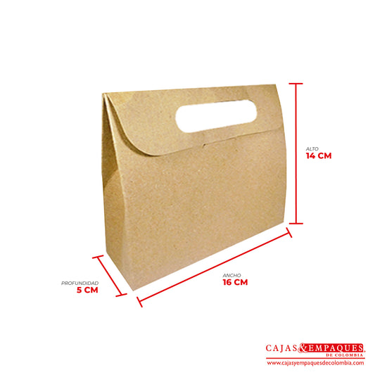 Caja ecológica tipo cartera 16x5x14 cm café Cajas y Empaques de Colombia