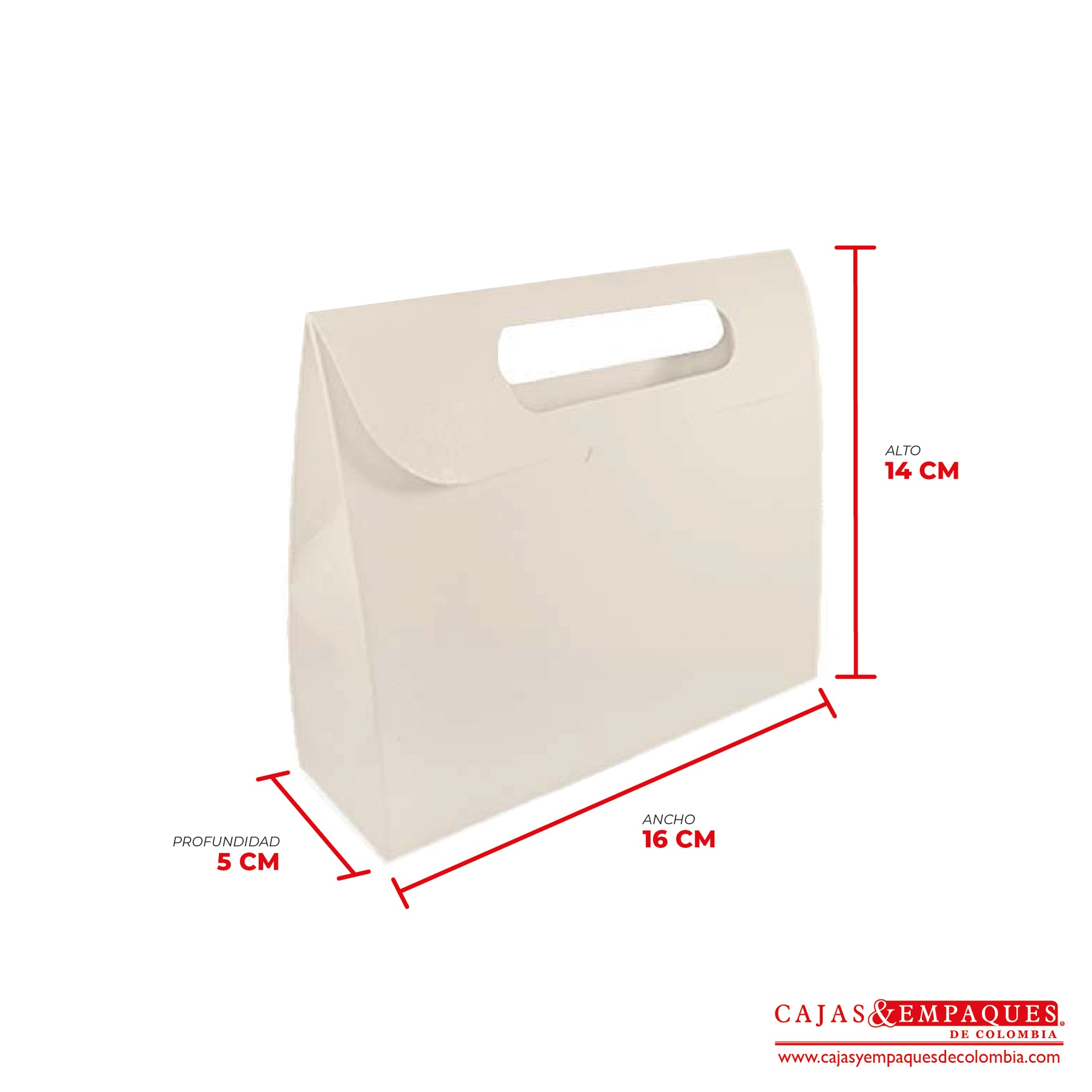 Caja ecológica tipo cartera 16x5x14 cm crema Cajas y Empaques de Colombia