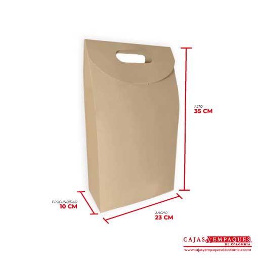 Caja ecológica tipo cartera 23x10x35 cm café Cajas y Empaques de Colombia