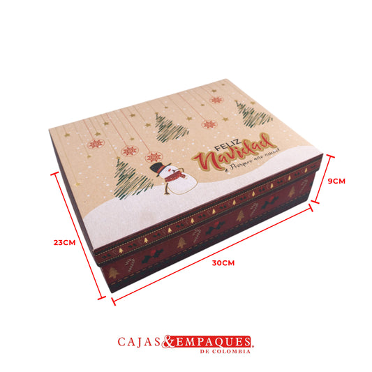 Caja ecológica tapa y base 30x23x9cm café navidad Cajas y Empaques de Colombia