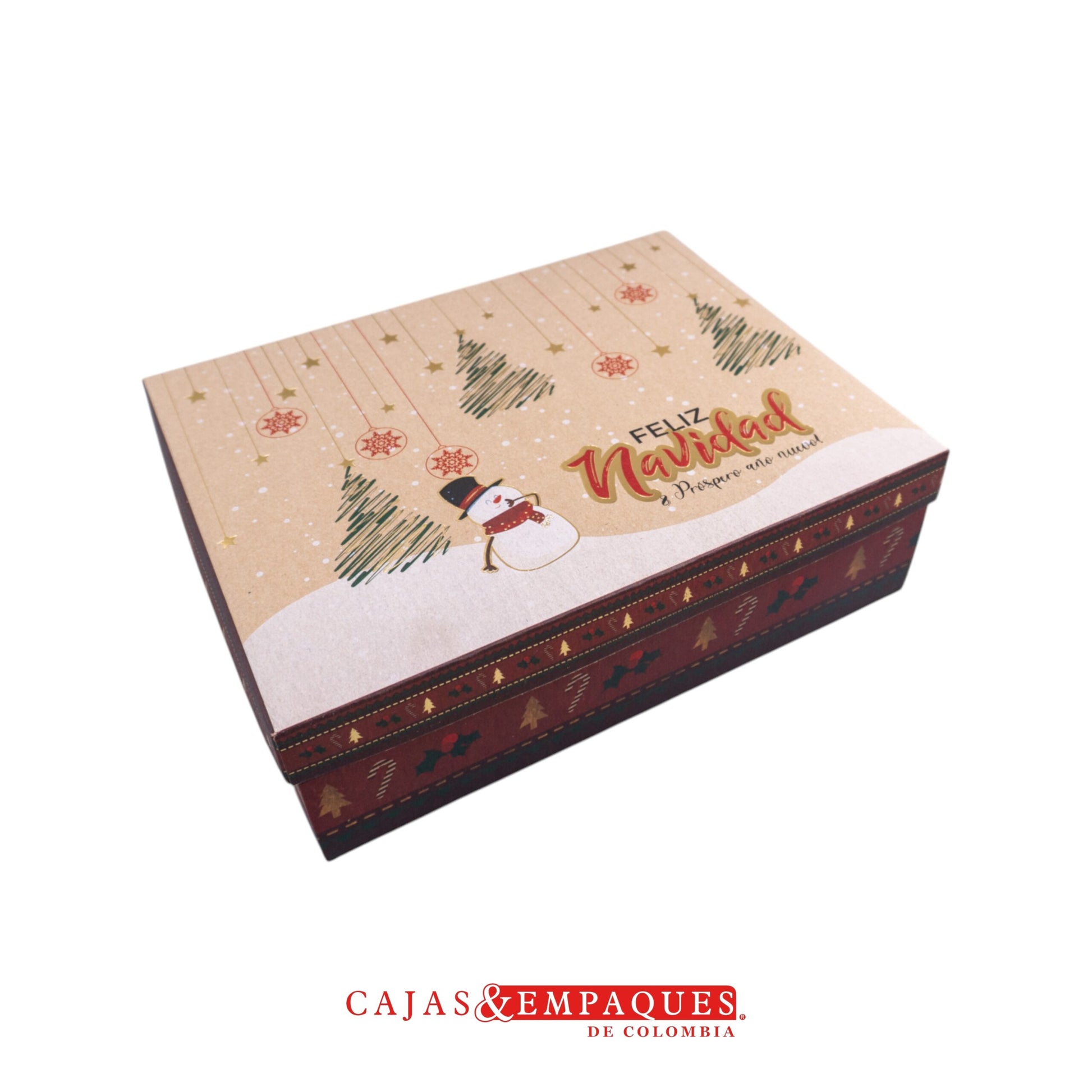 Caja ecológica tapa y base 30x23x9cm café navidad Cajas y Empaques de Colombia